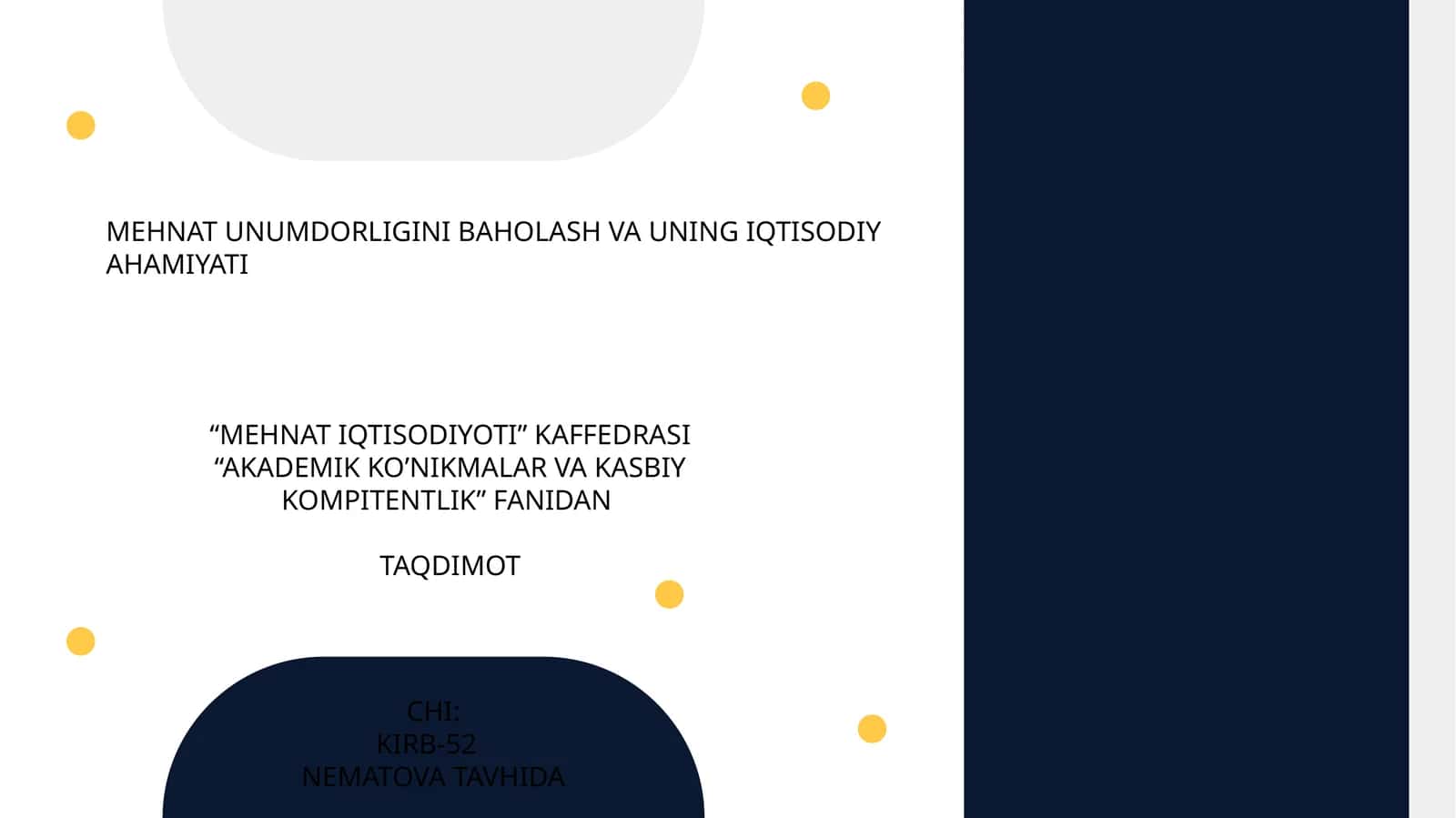 MEHNAT UNUMDORLIGINI BAHOLASH VA UNING IQTISODIY AHAMIYATI 1