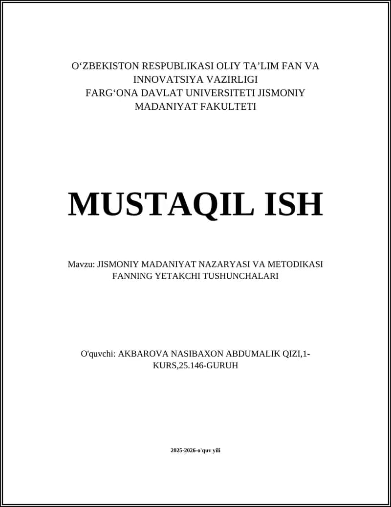 JISMONIY MADANIYAT NAZARYASI VA METODIKASI FANNING YETAKCHI TUSHUNCHALARI 1