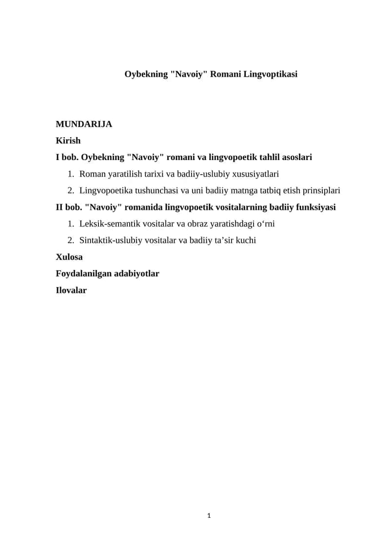 Oybekning "Navoiy" Romani Lingvoptikasi 1