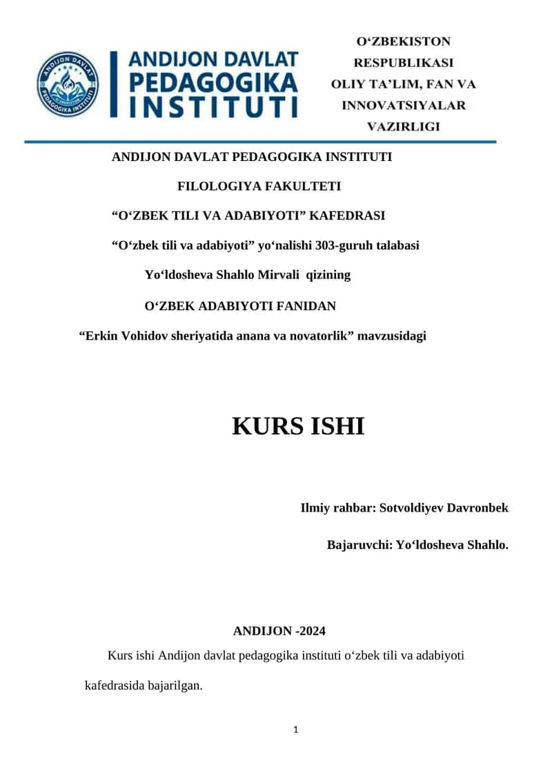 Erkin Vohidov sheriyatida anana va novatorlik 1
