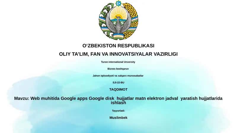 Google Ilovalari va Google Disk Asoslari 1