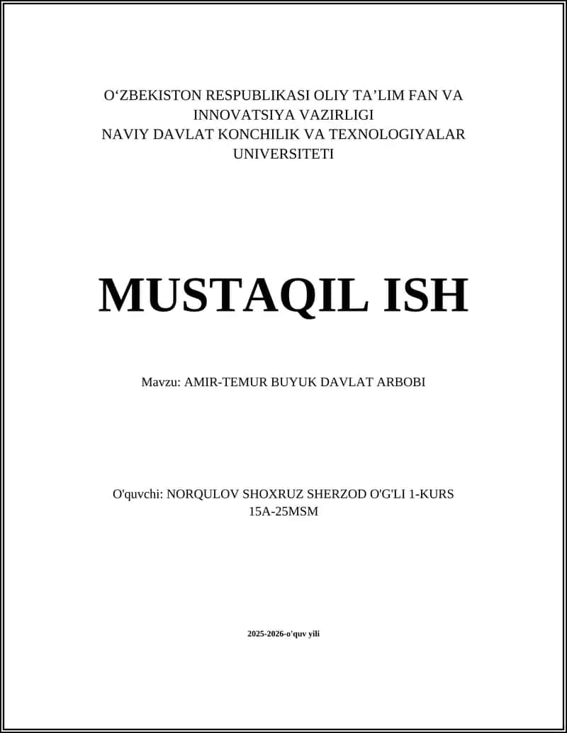 AMIR-TEMUR BUYUK DAVLAT ARBOBI 1