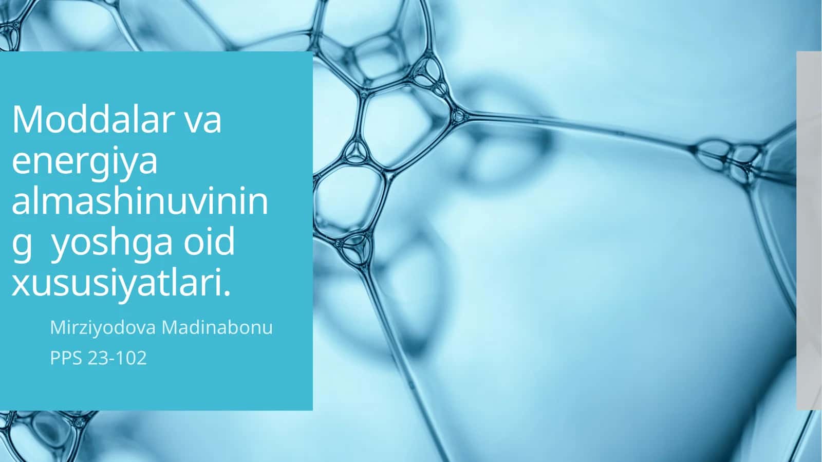Moddalar va energiya almashinuvining yoshga oid xususiyatlari 1