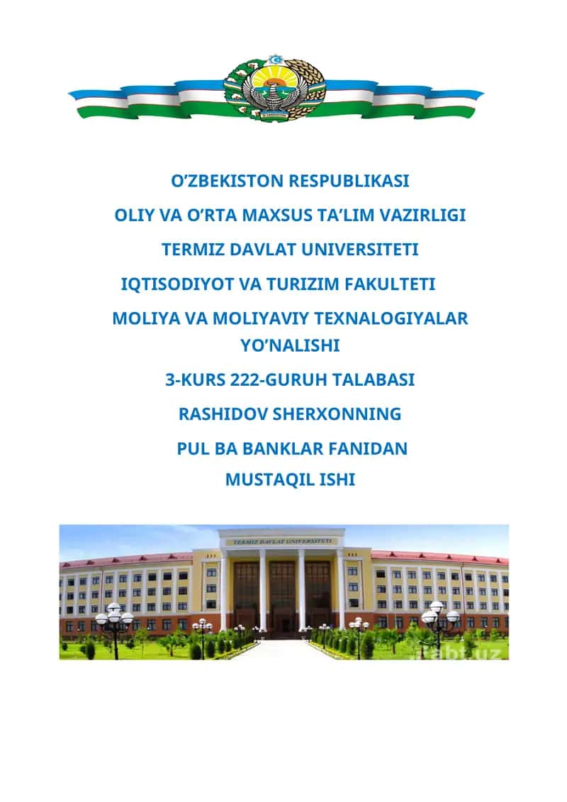 Banklarning kelib chiqishi va bank tizimi 1