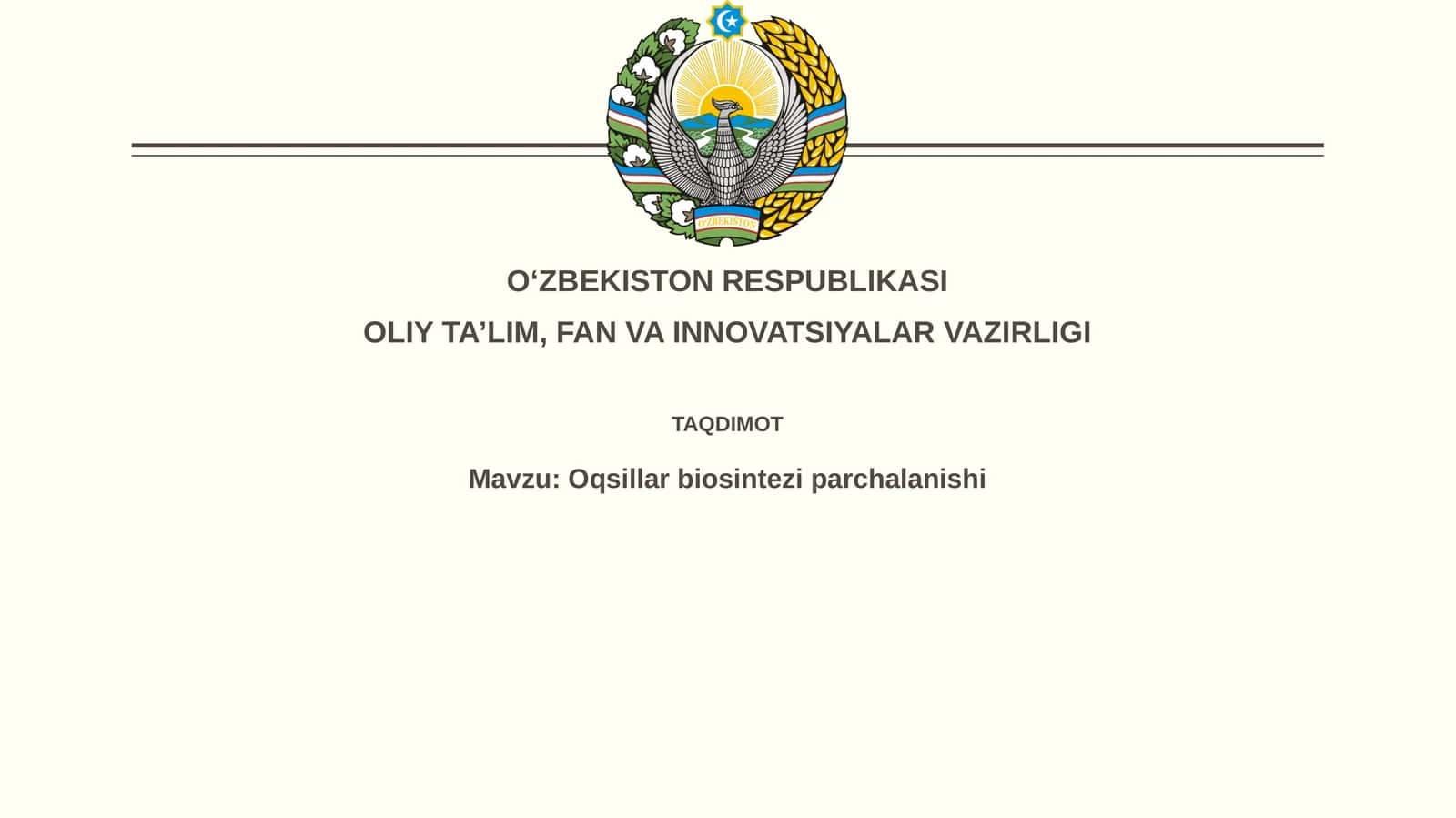 Oqsillar biosintezi parchalanishi 1