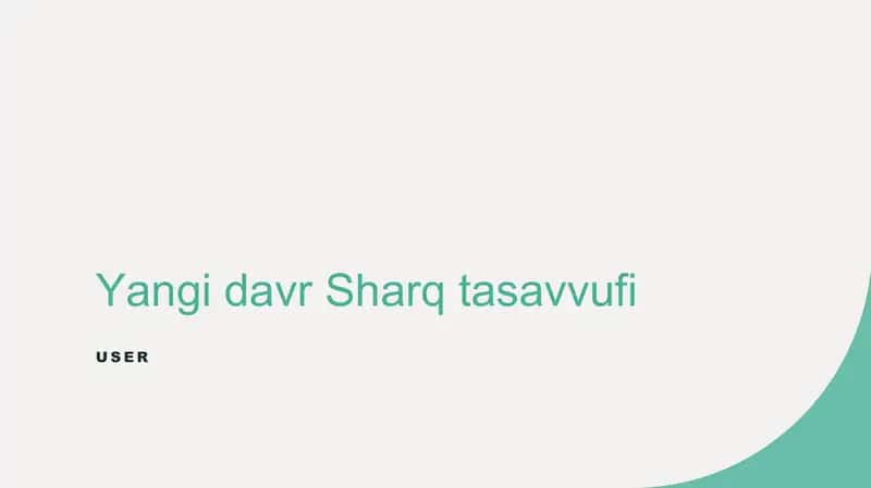 Yangi davr Sharq tasavvufi 1