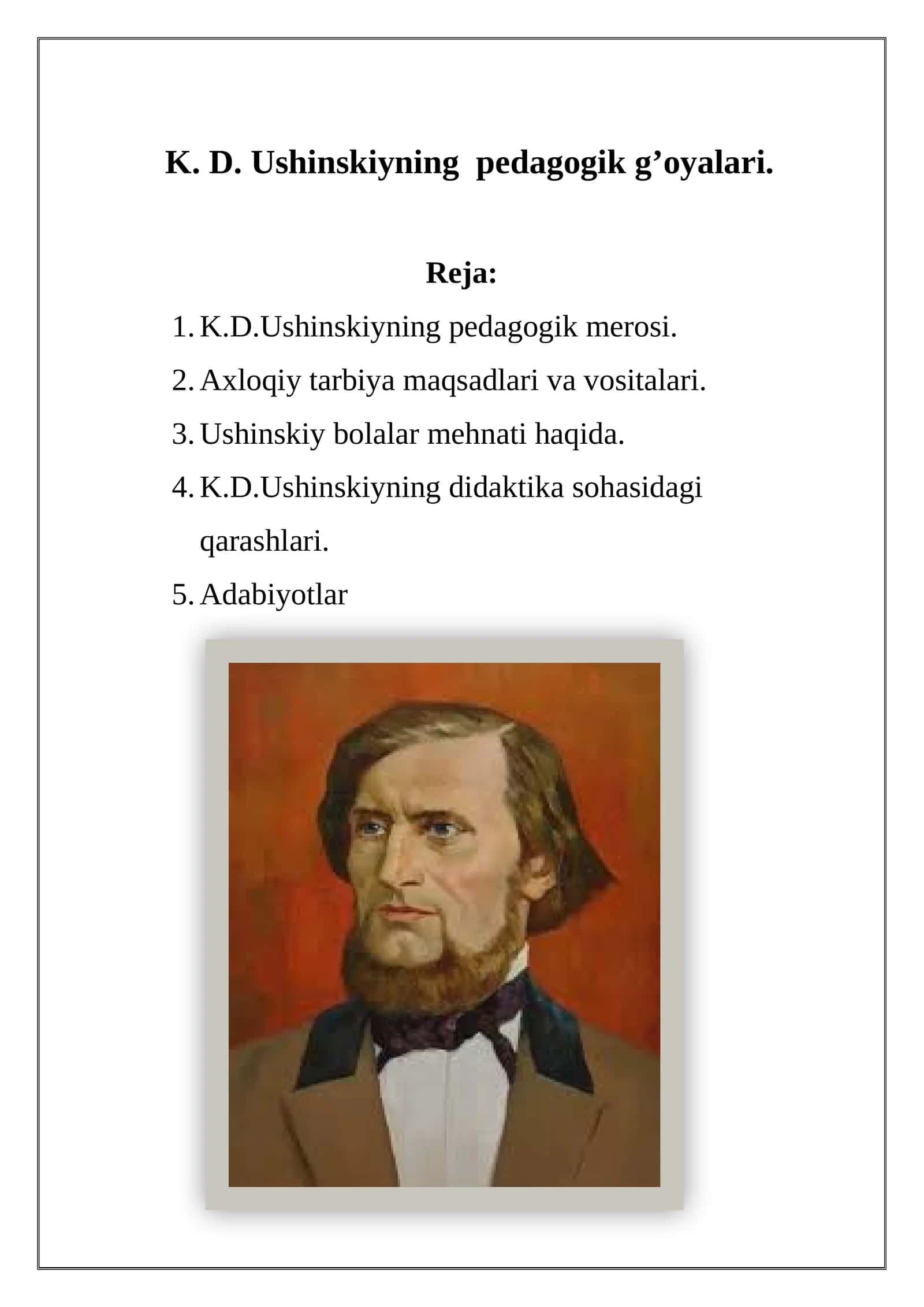 K. D. Ushinskiyning pedagogik g’oyalari 1