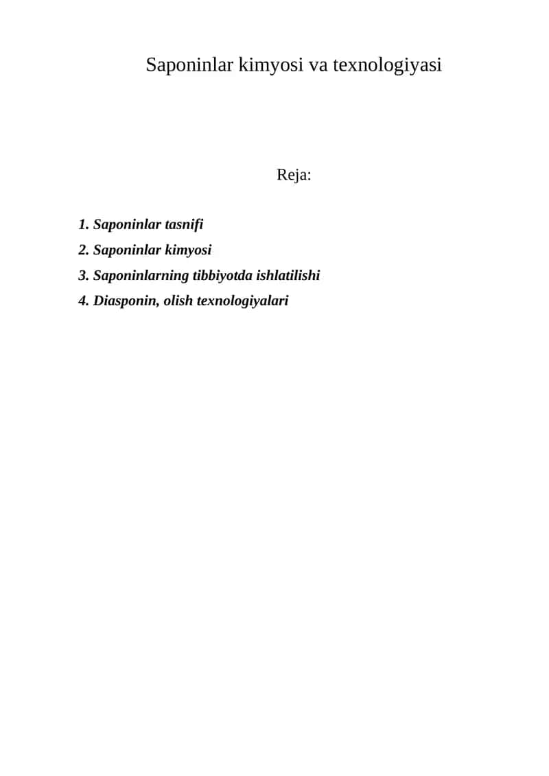 Saponinlar kimyosi va texnologiyasi 1