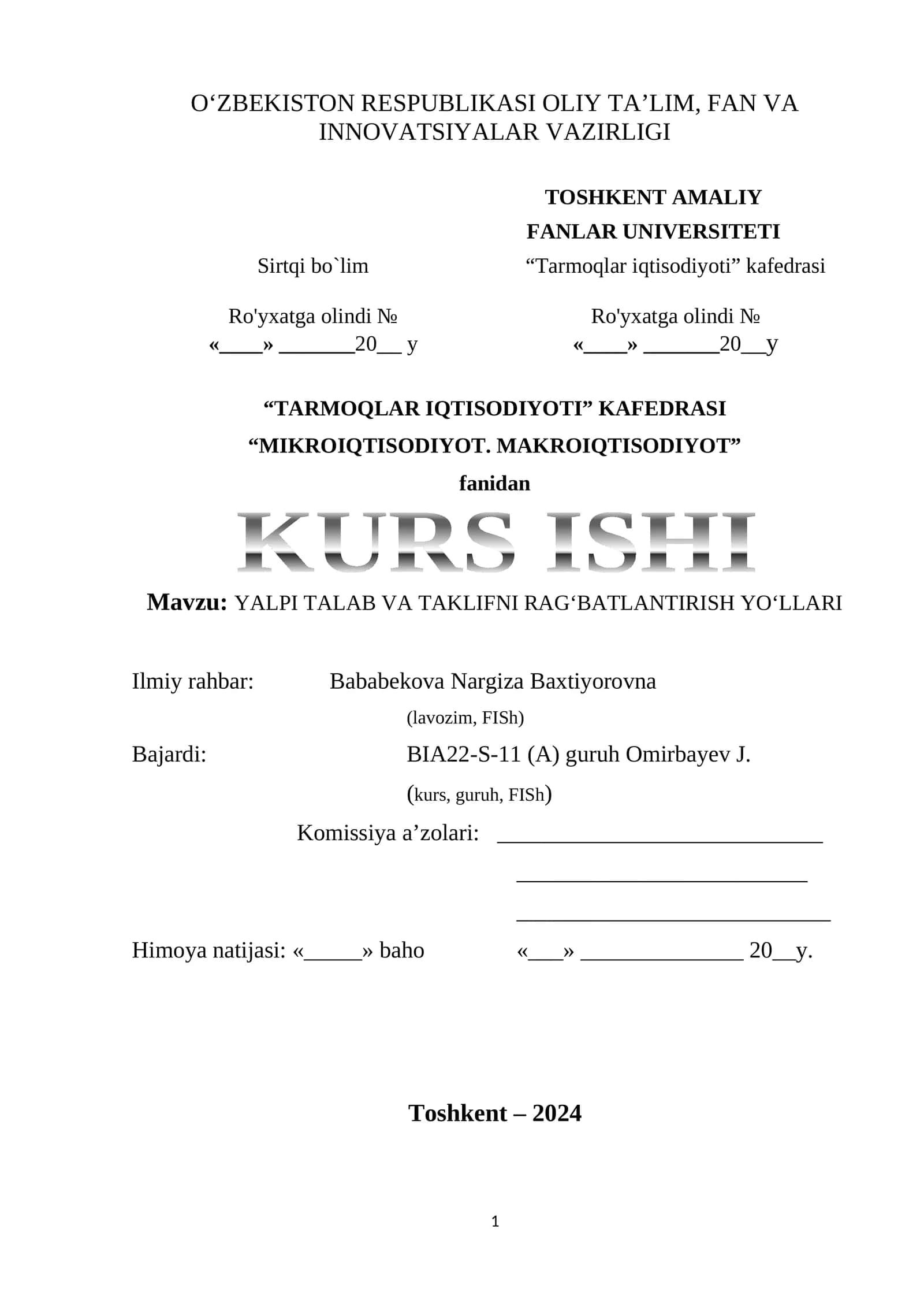 MAKROIQTISODIY TAHLIL: YALPI TALAB VA TAKLIFNI RAG‘BATLANTIRISH YO‘LLARI 1