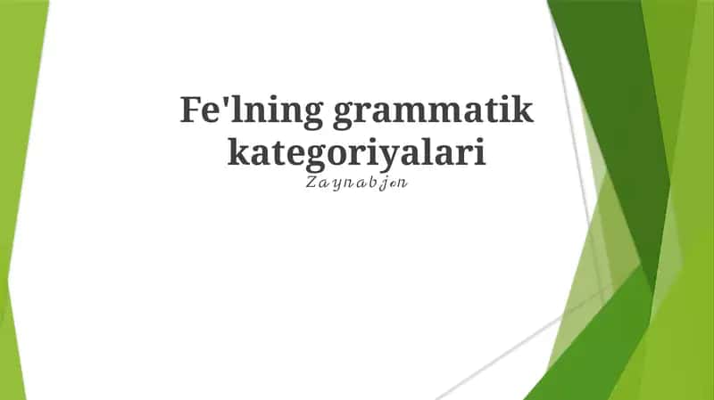 Fe'lning grammatik kategoriyalari 1