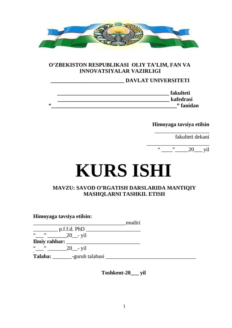 SAVOD O’RGATISH DARSLARIDA MANTIQIY MASHQLARNI TASHKIL ETISH 1