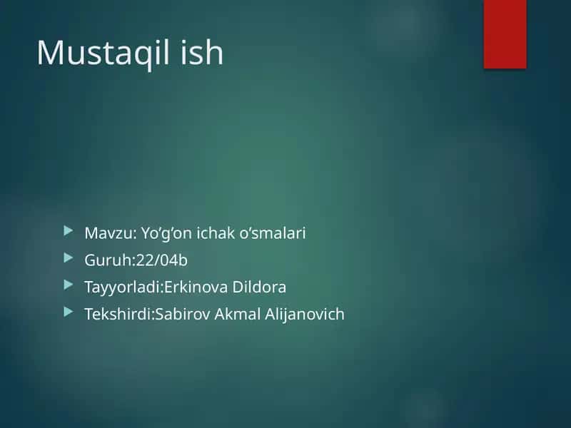 Yo'g'on ichak saratoni statistikasi 1