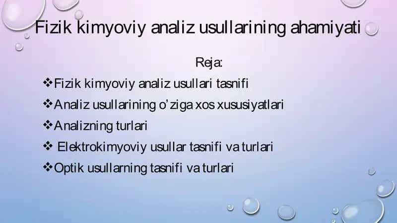 Fizik kimyoviy analiz usullari 1