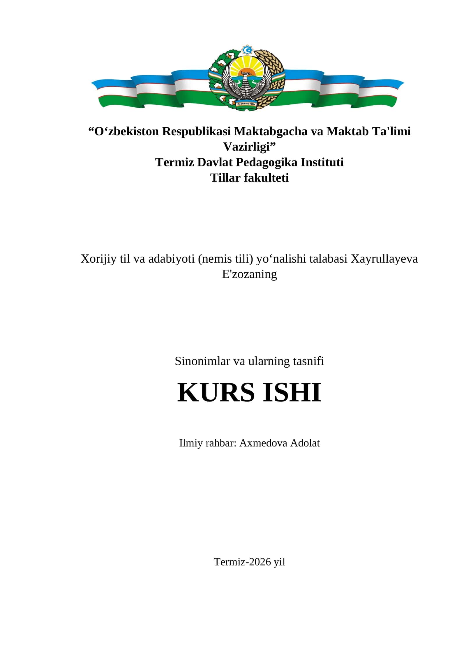 Sinonimlar va ularning tasnifi 1