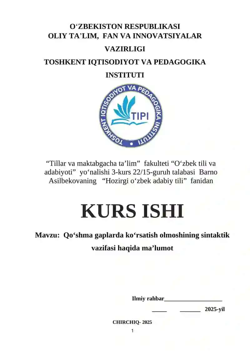 Qoʻshma gaplarda koʻrsatish olmoshining sintaktik vazifasi haqida maʼlumot