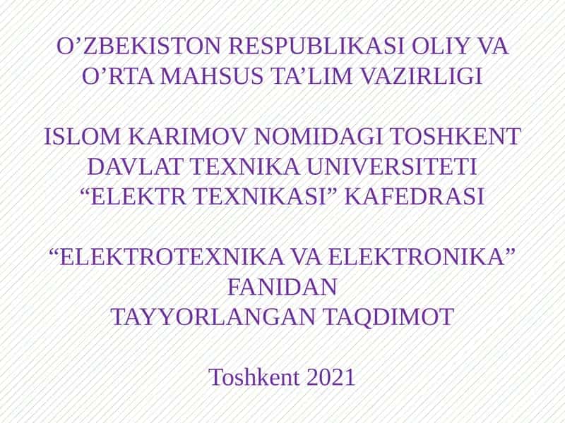 ELEKTRONIKA ASOSLARI 1