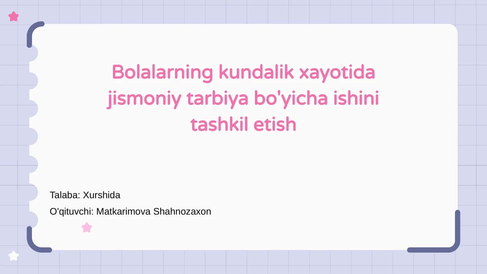 Jismoniy tarbiya bo'yicha ishini tashkil etish 1