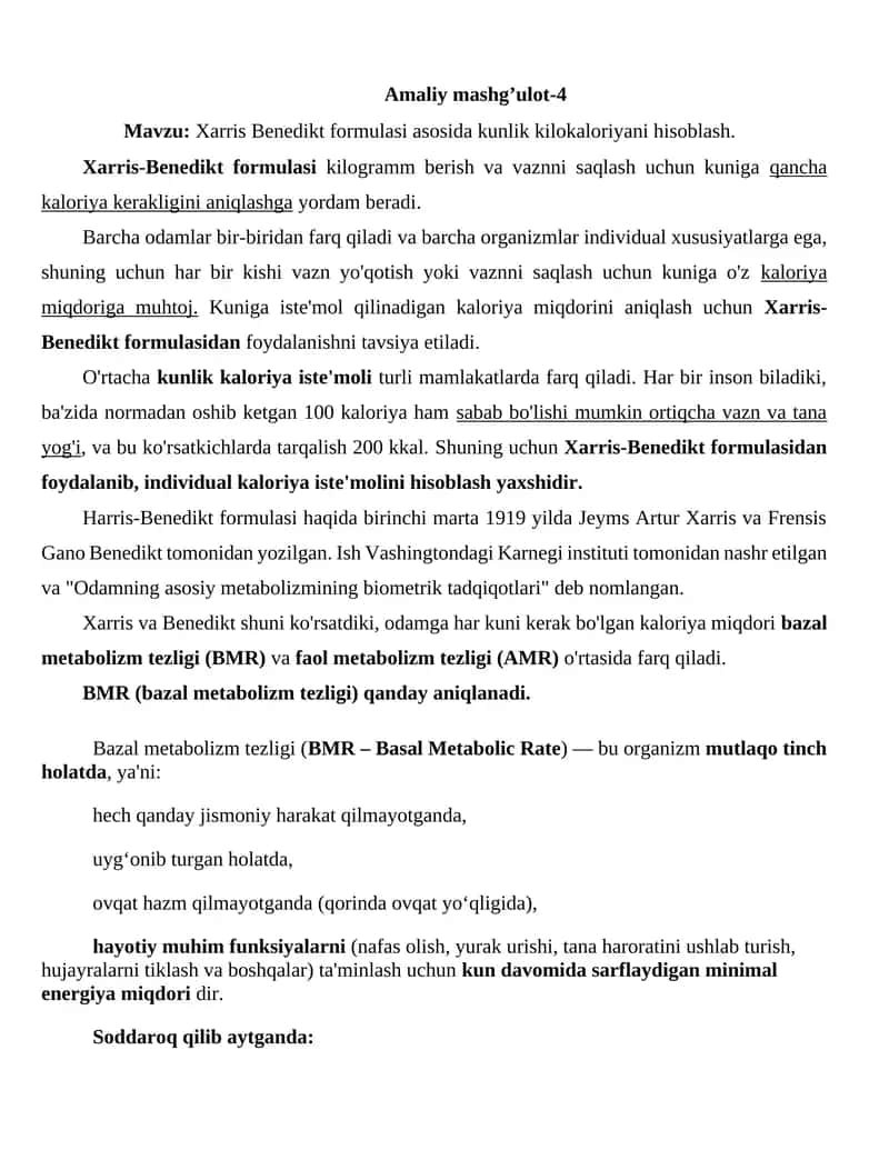 Xarris Benedikt formulasi 1