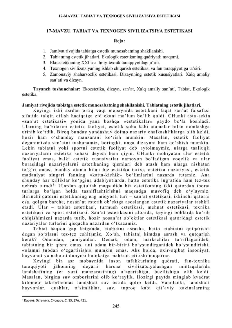 TABIAT VA TEXNOGEN SIVILIZATSIYA ESTETIKASI 1