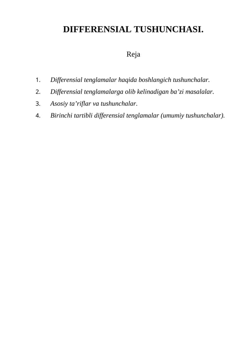 DIFFERENSIAL TUSHUNCHASI 1