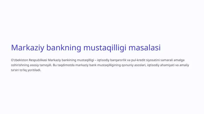 Markaziy bankning mustaqilligi masalasi 1