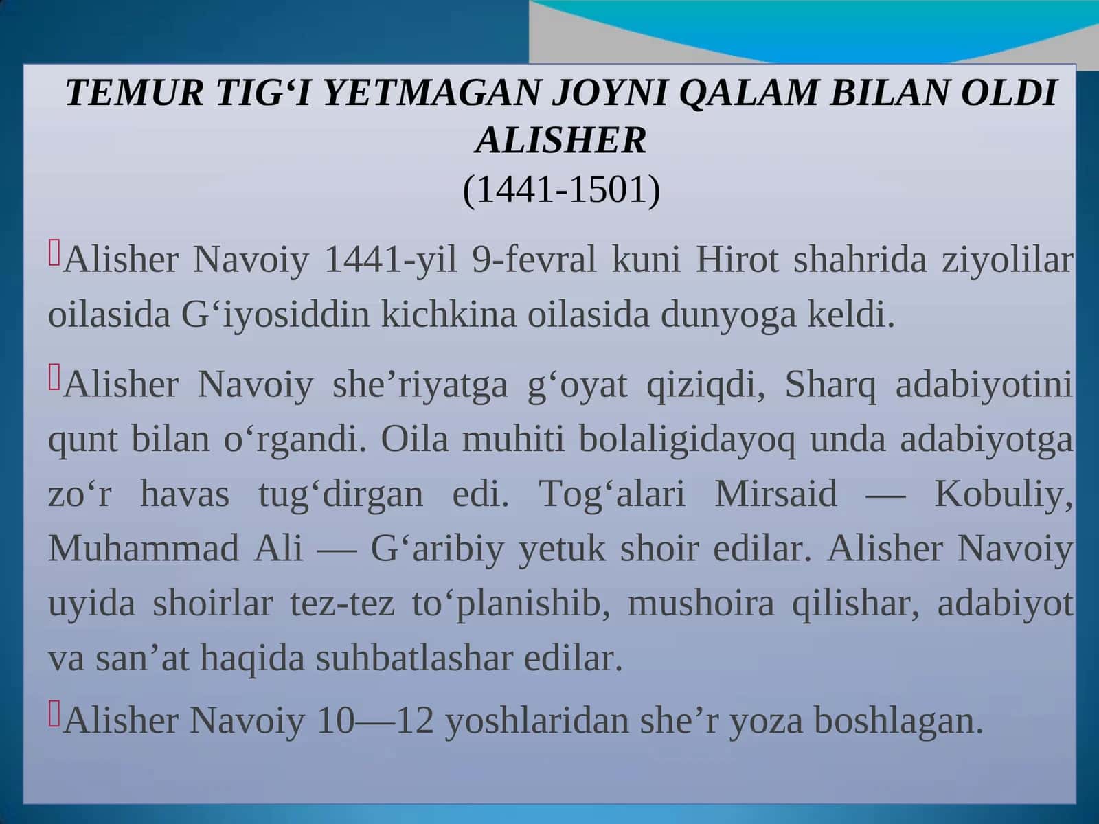 TEMUR TIG‘I YETMAGAN JOYNI QALAM BILAN OLDI ALISHER 1