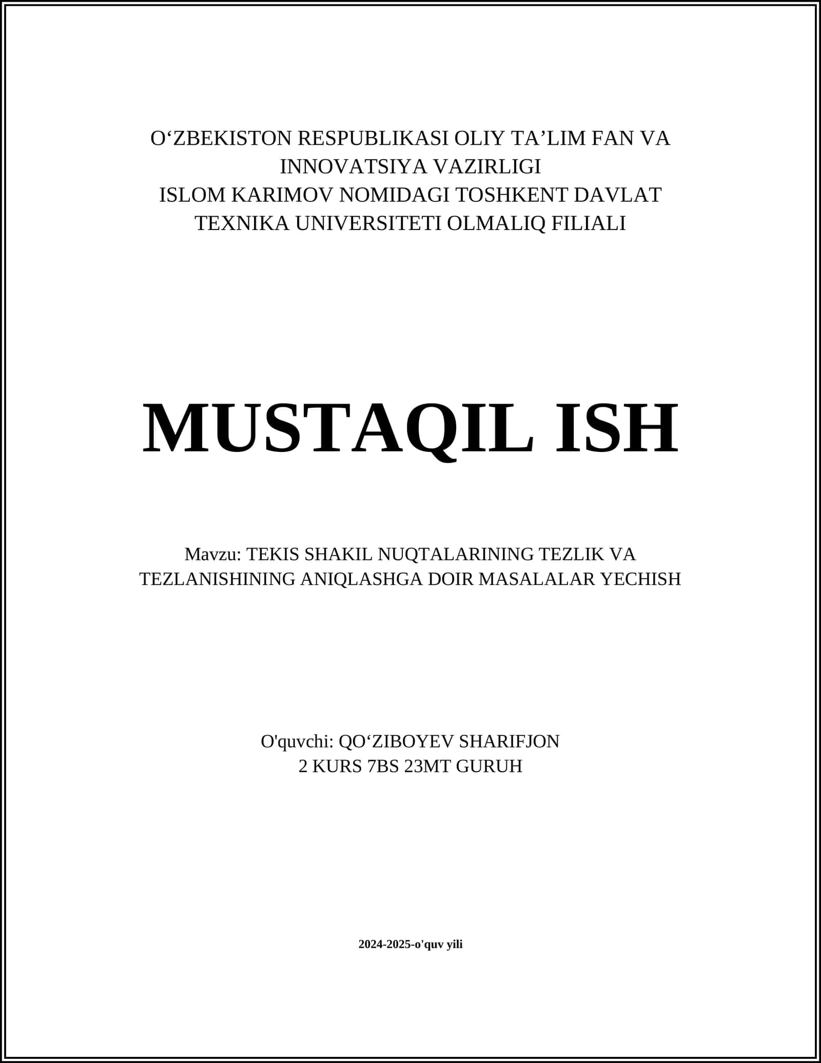 TEKIS SHAKIL NUQTALARINING KINEMATIKASI 1
