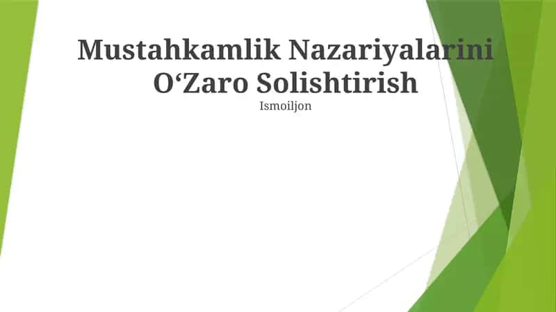 Mustahkamlik Nazariyalarini OʻZaro Solishtirish 1