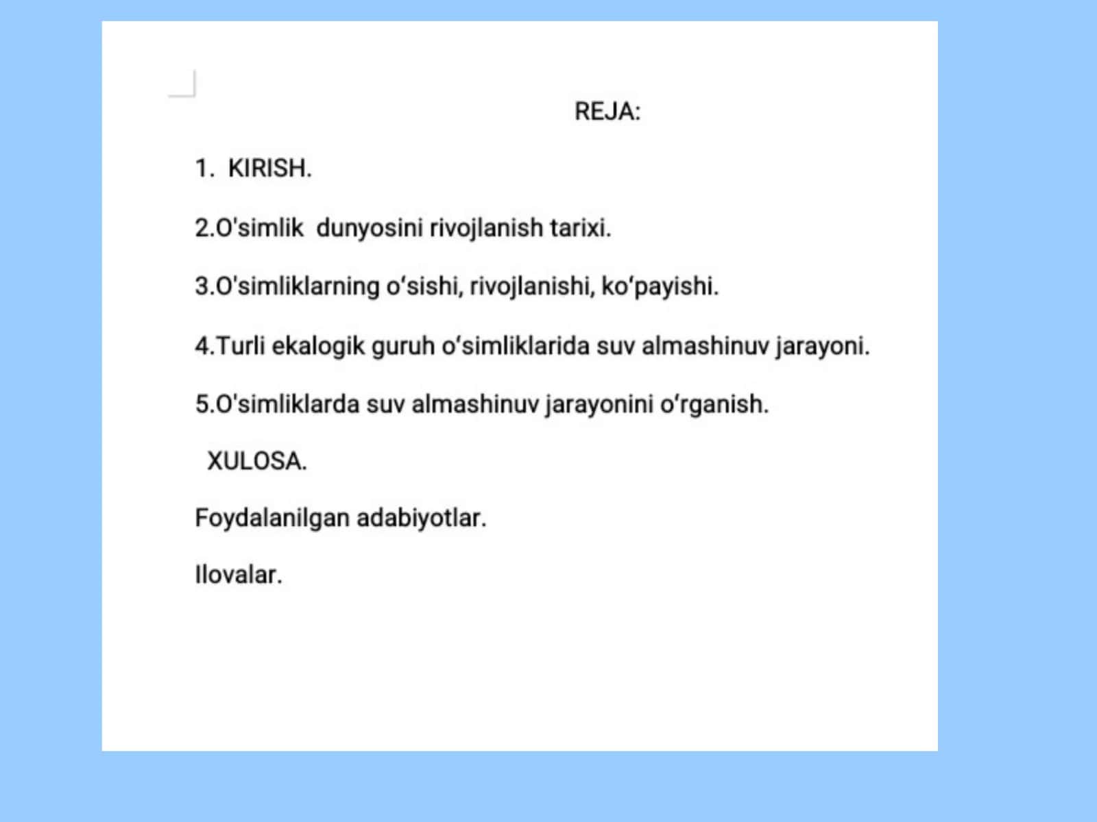 Oʻsimliklar suvga boʻlgan munosabatiga koʻra 1