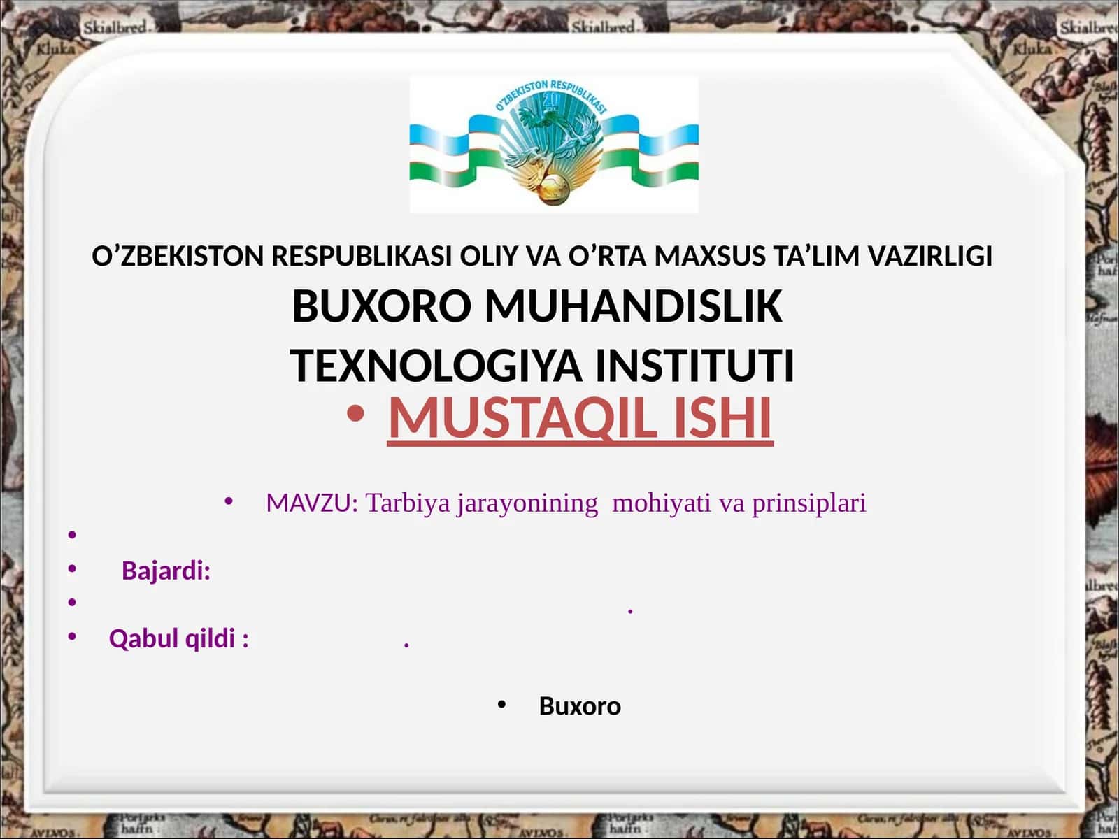 Tarbiya jarayonining mohiyati va prinsiplari 1