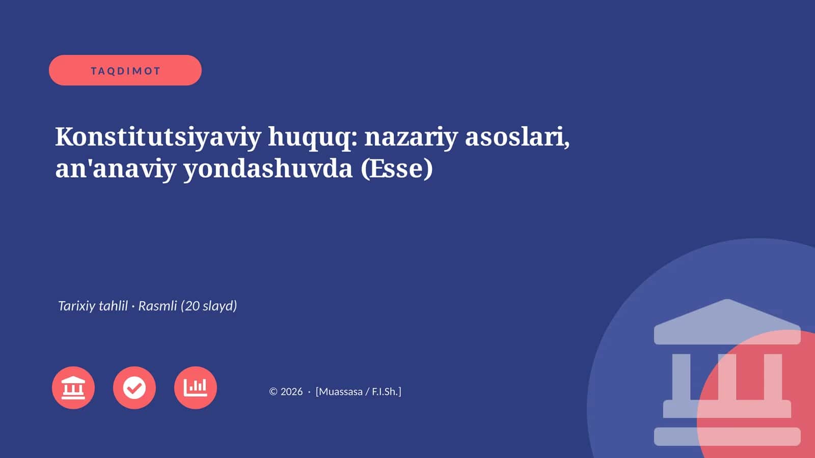 Konstitutsiyaviy huquq: nazariy asoslari, an'anaviy yondashuvda (Esse) 1