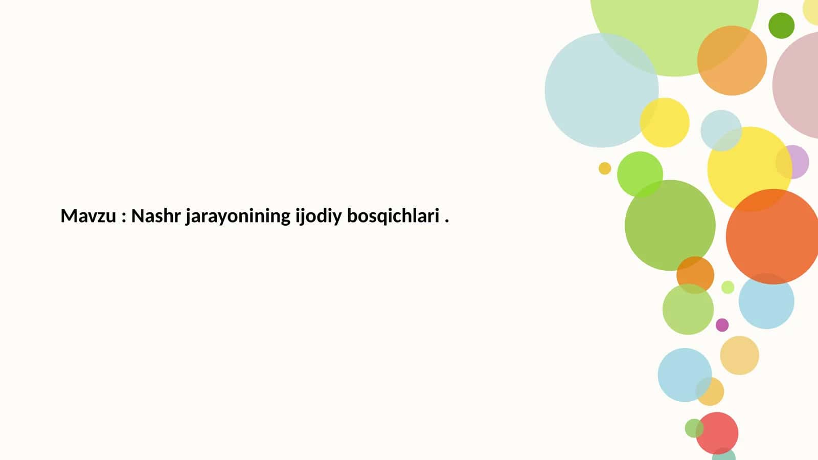 Nashr jarayonining ijodiy bosqichlari 1