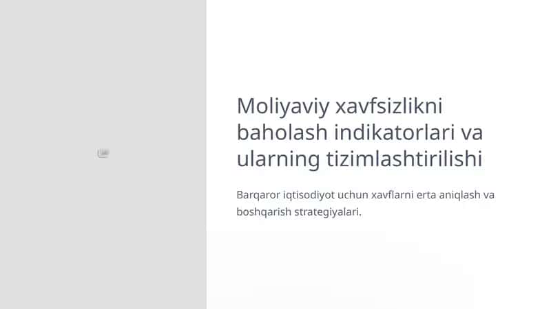 Moliyaviy xavfsizlikni baholash indikatorlari va ularning tizimlashtirilishi 1