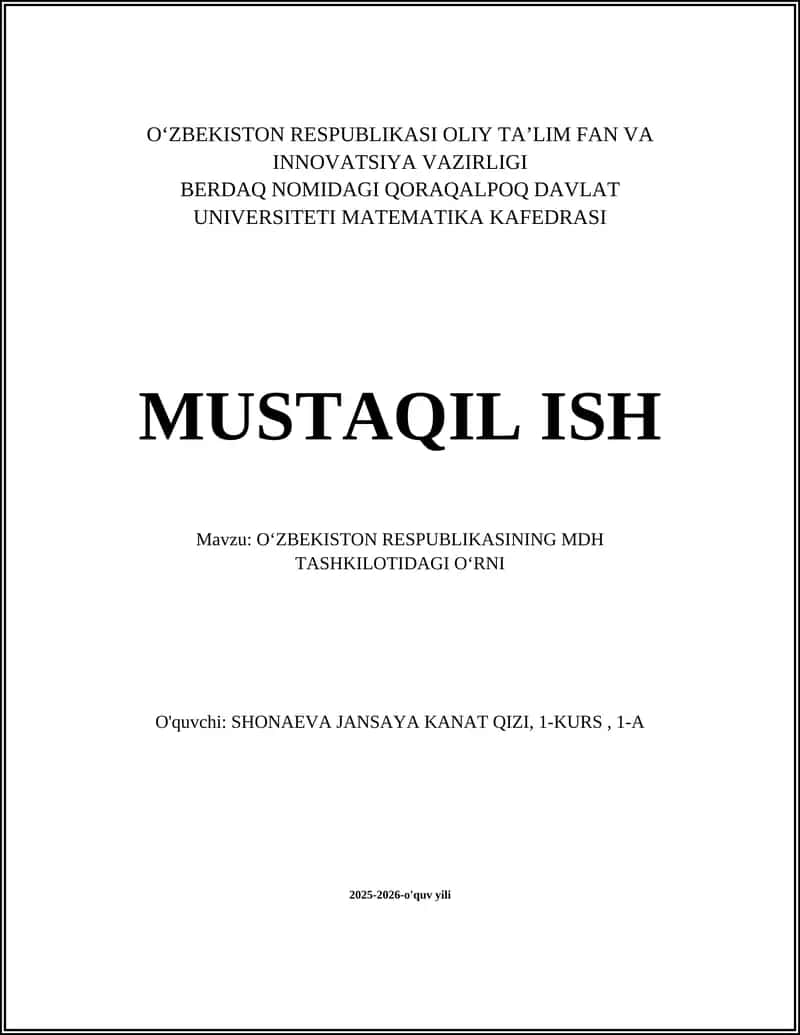 Oʻzbekistonning MDHga aʼzolik tarixi va motivlari 1