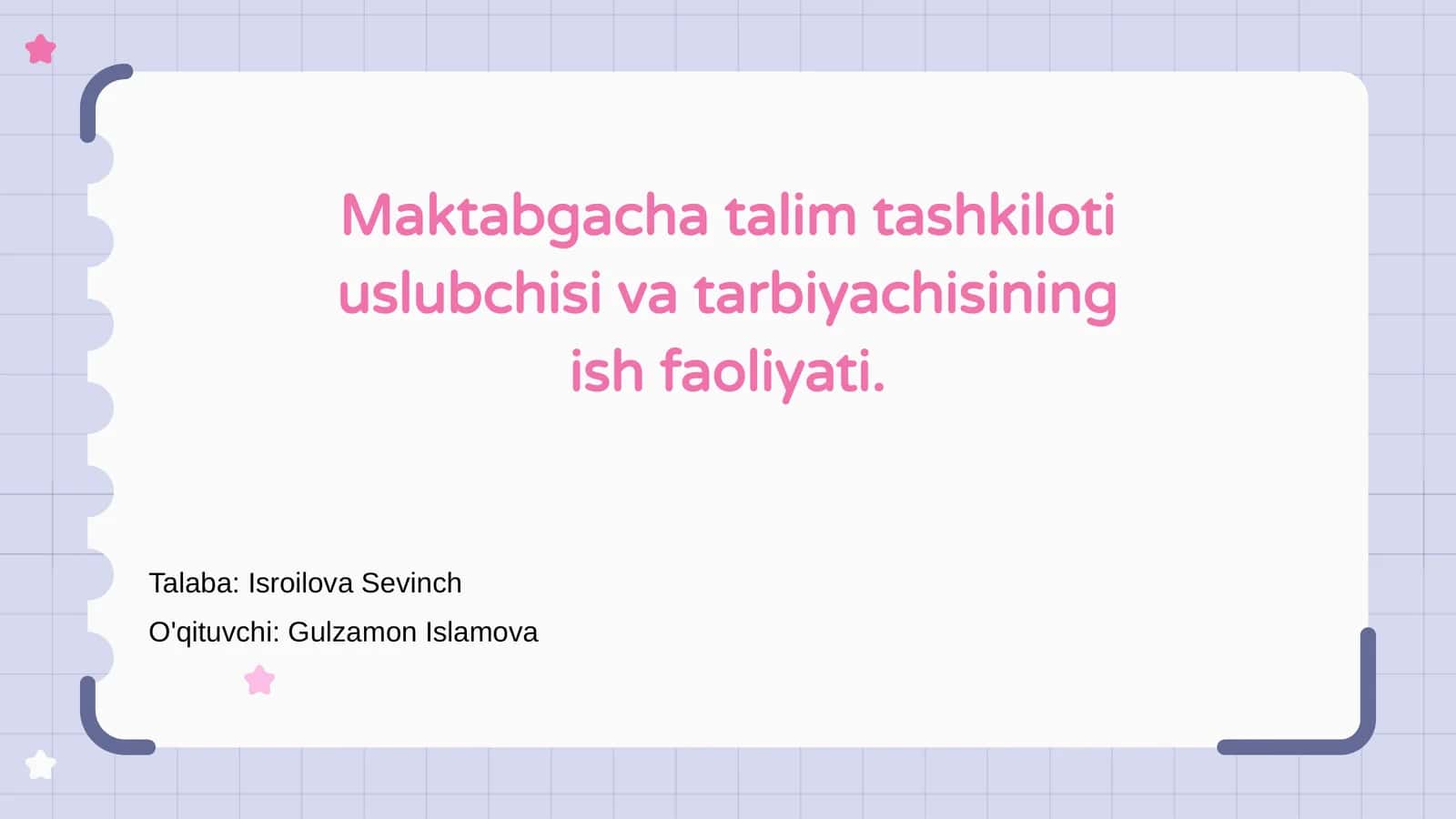 Maktabgacha talim tashkiloti uslubchisi va tarbiyachisining ish faoliyati 1
