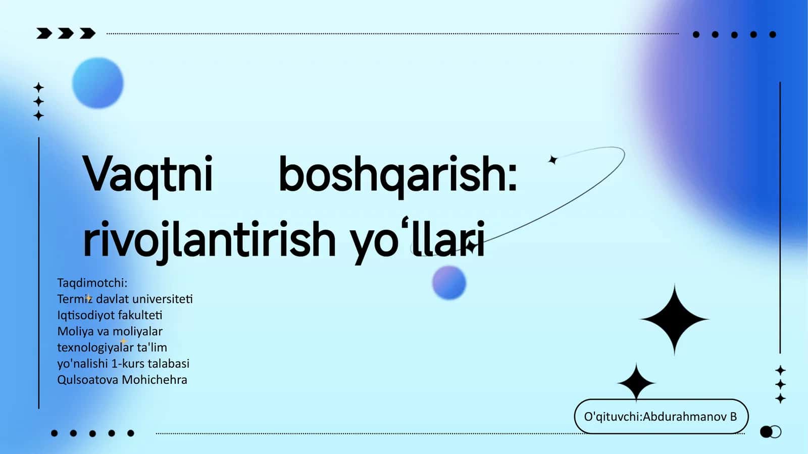 Vaqtni boshqarish: rivojlantirish yoʻllari 1