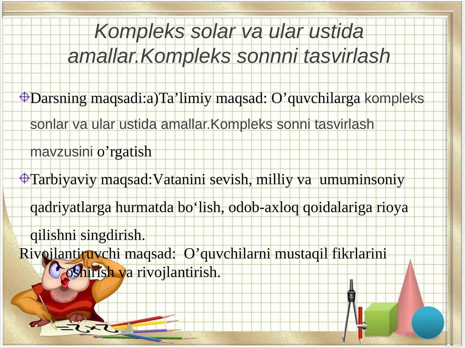 Kompleks solar va ular ustida amallar 1