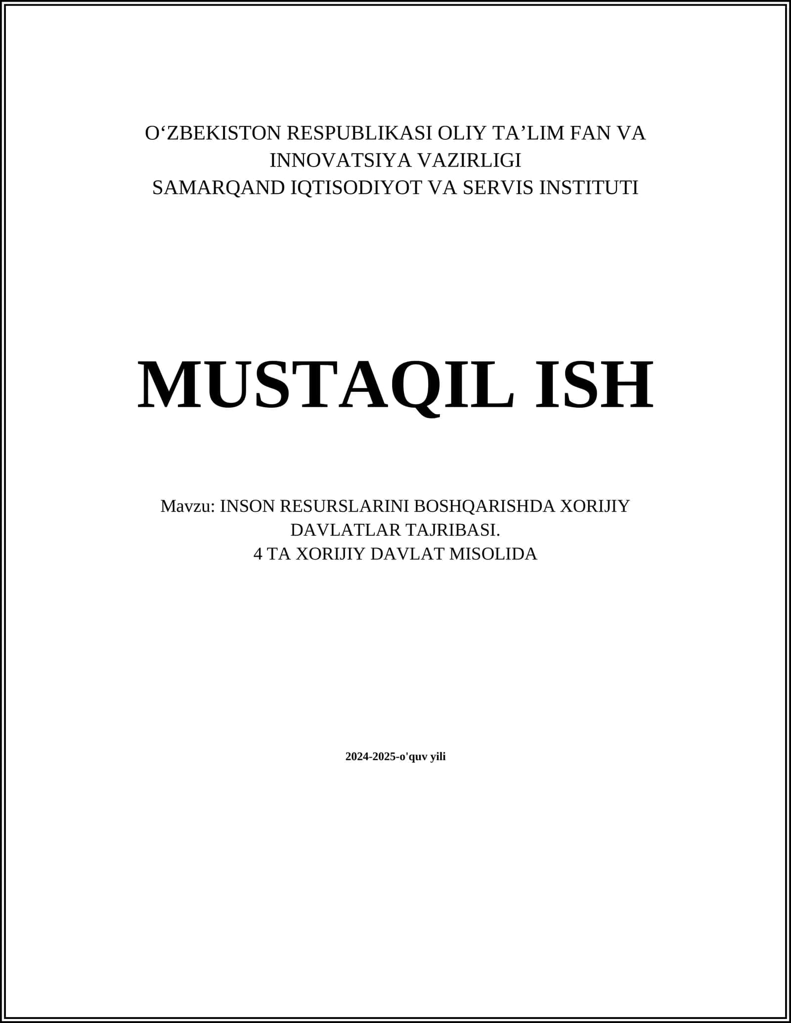 INSON RESURSLARINI BOSHQARISHDA XORIJIY DAVLATLAR TAJRIBASI 1