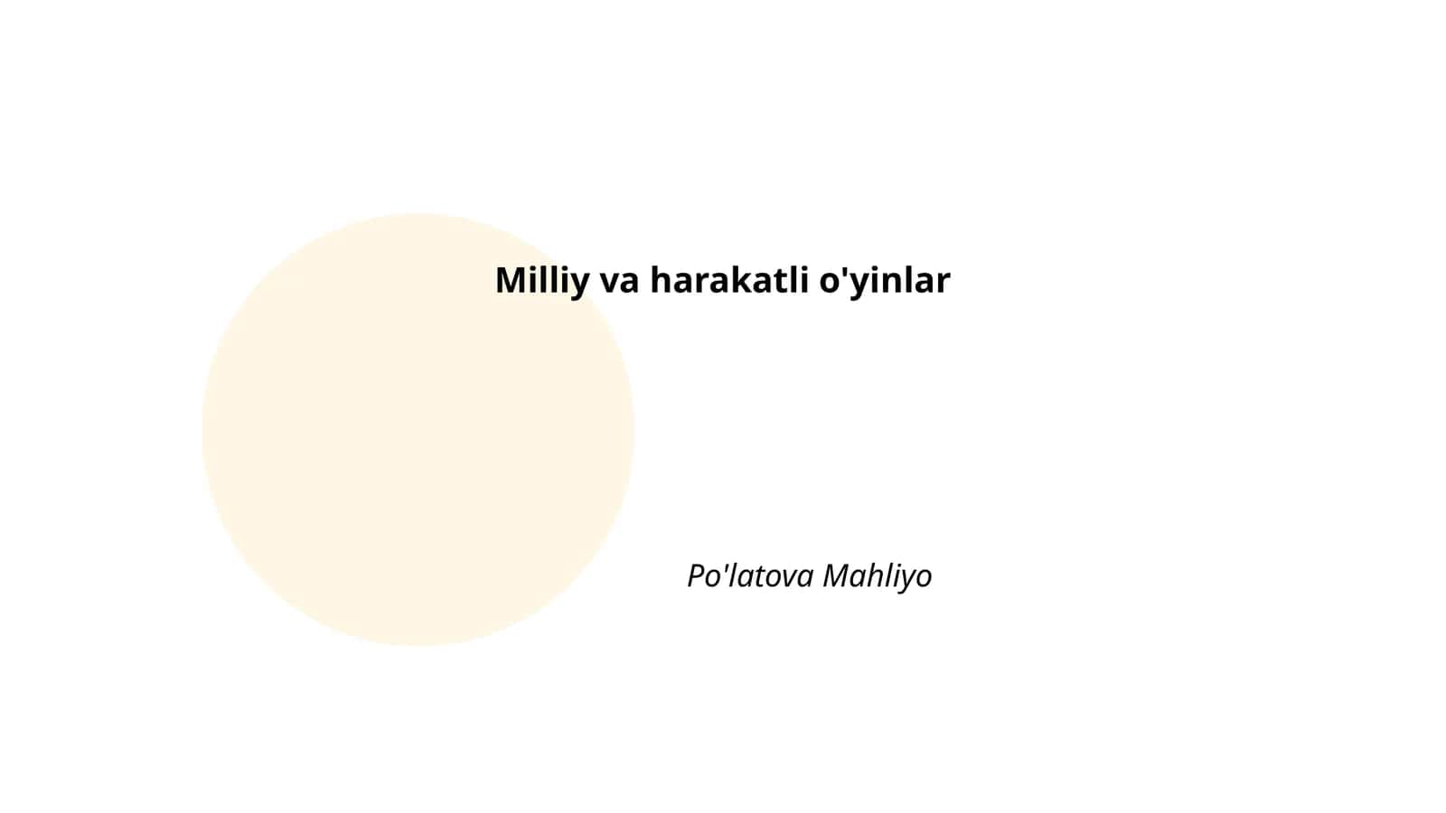 Milliy va harakatli o'yinlar 1