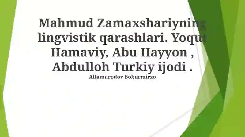 Mahmud Zamaxshariyning lingvistik qarashlari