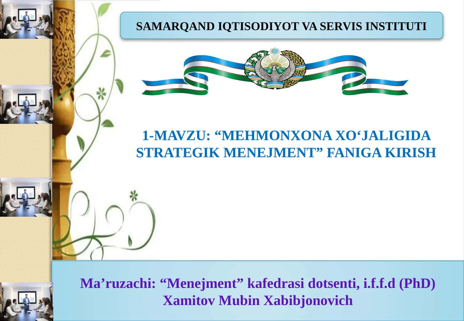 "MEHMONXONA XO‘JALIGIDA STRATEGIK MENEJMENT" 1