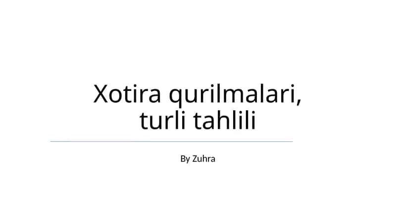 Xotira qurilmalari, turli tahlili 1