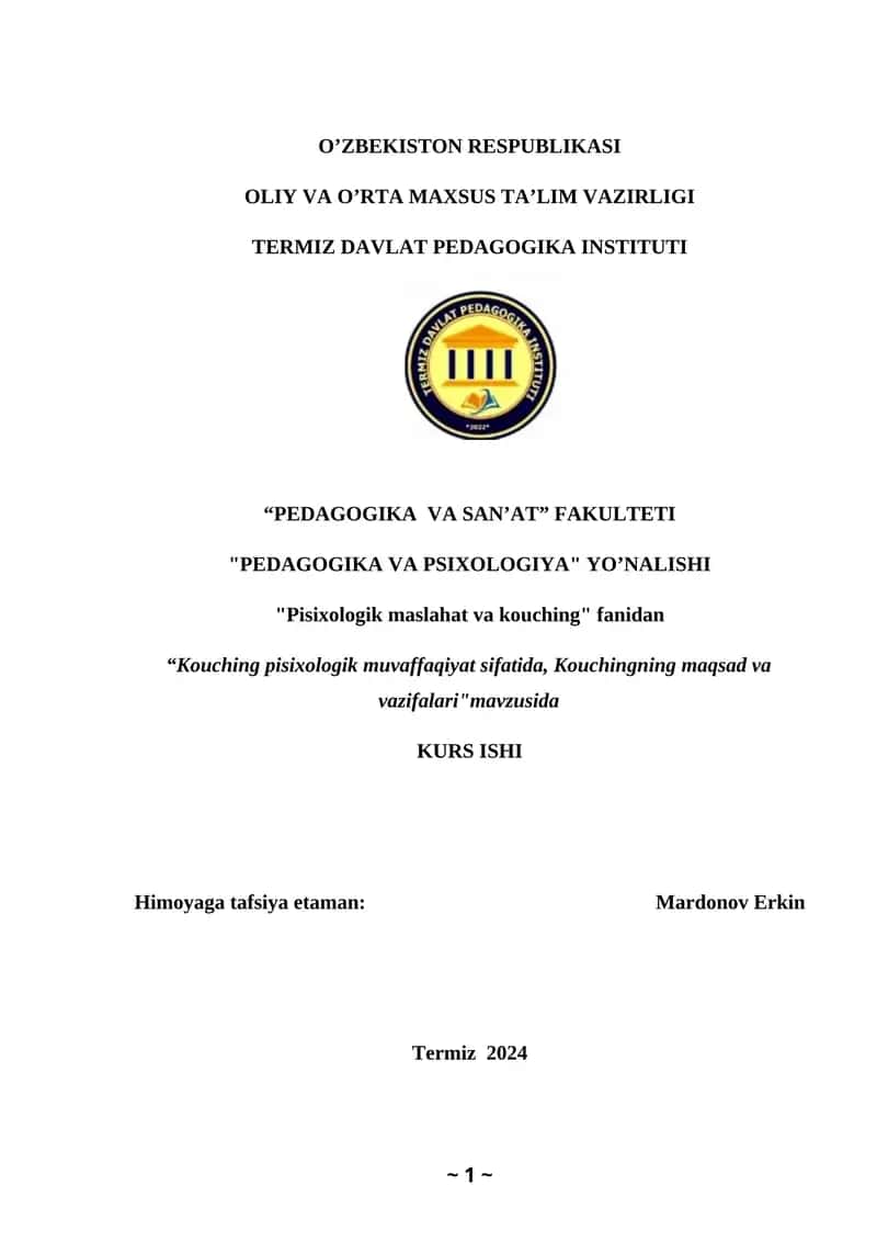 Kouching Pisixologik Muvaffaqiyat 1
