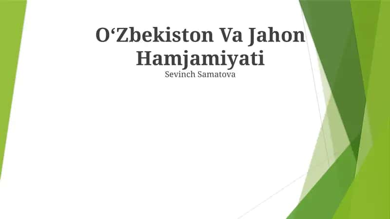 Oʻzbekiston Va Jahon Hamjamiyati 1