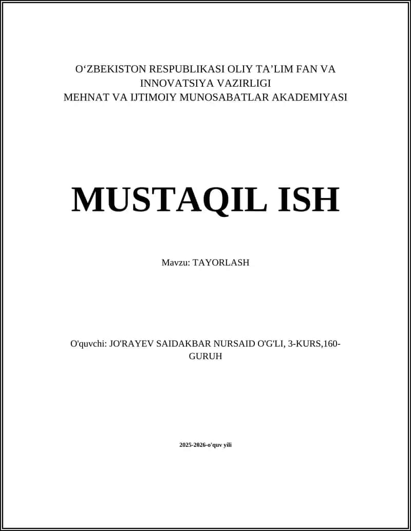 Tayyorlash tamoyillari va bosqichlari 1