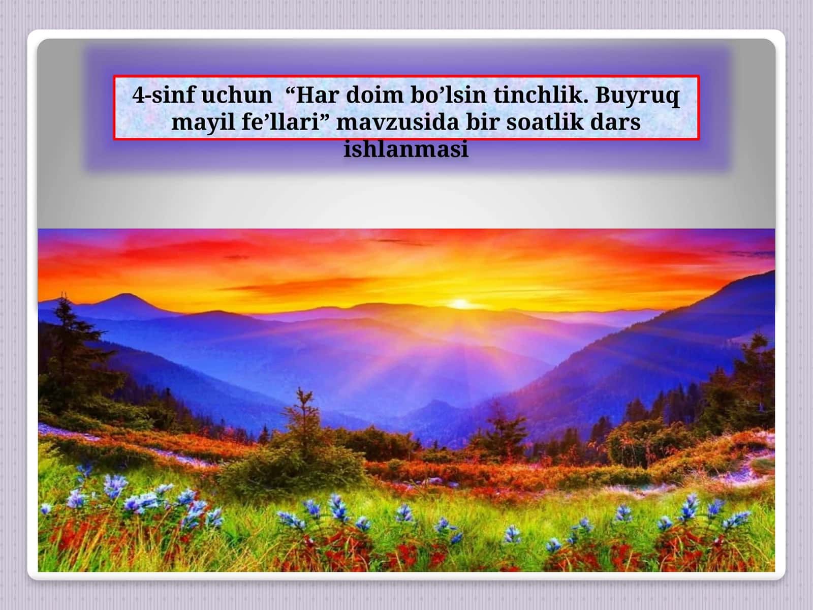 4-sinf O'zbek tili dars ishlanma. Buyruq mayli fe'llari 1