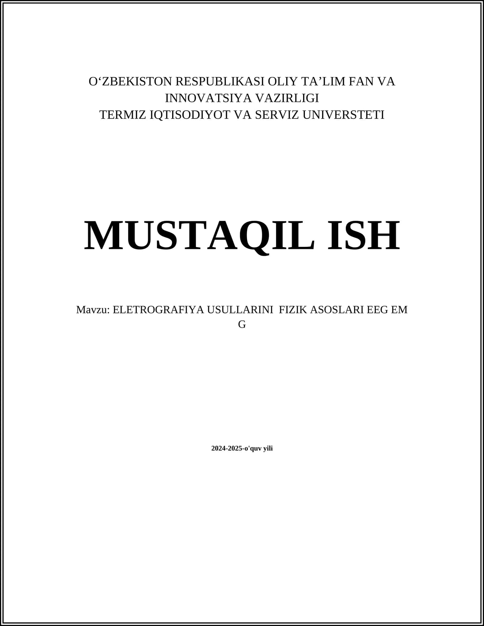 ELETROGRAFIYA USULLARINI FIZIK ASOSLARI EEG EM G 1
