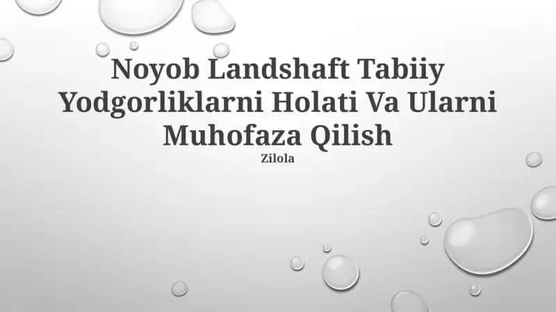 Noyob Landshaft Tabiiy Yodgorliklarni Holati Va Ularni Muhofaza Qilish 1