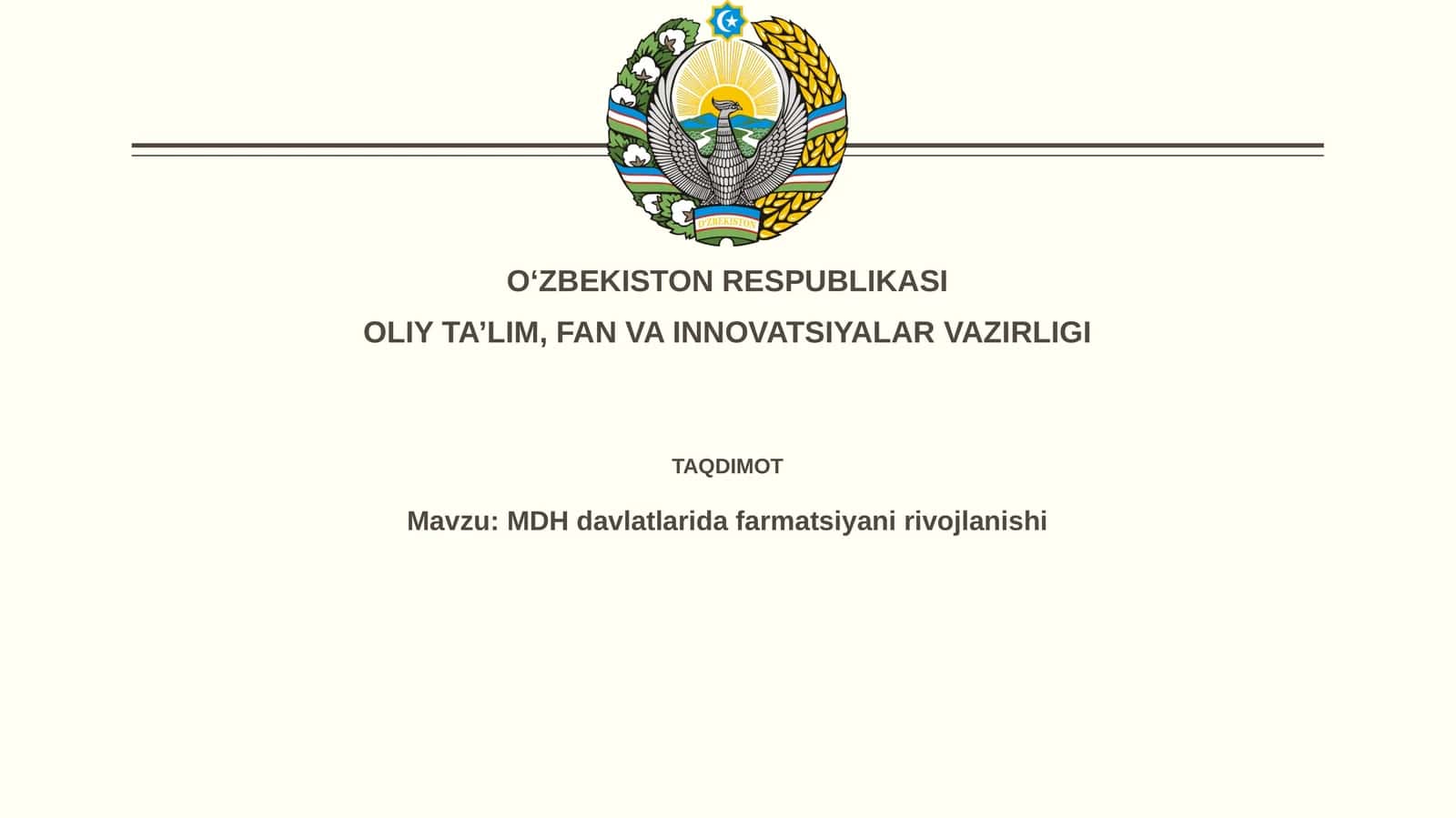 MDH davlatlarida farmatsiyanirivojlanishi 1