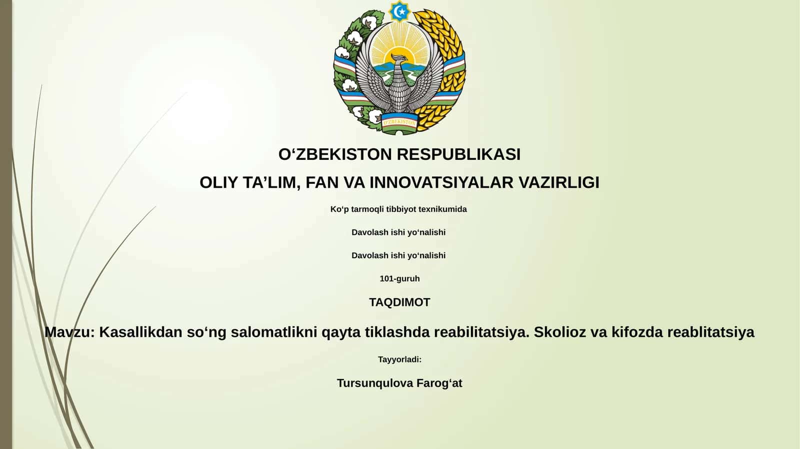 Kasallikdan so‘ng salomatlikni qayta tiklashda reabilitatsiya. Skolioz va kifozda reablitatsiya 1